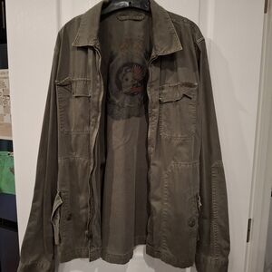 Lucky Brans Men's Olive Green Military Jacket